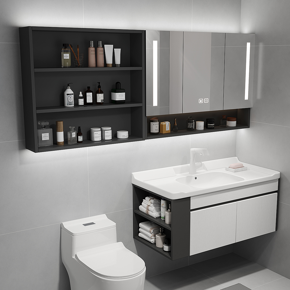 2022 High Quality Wall Mount Wooden Bathroom Vanity with Mir...