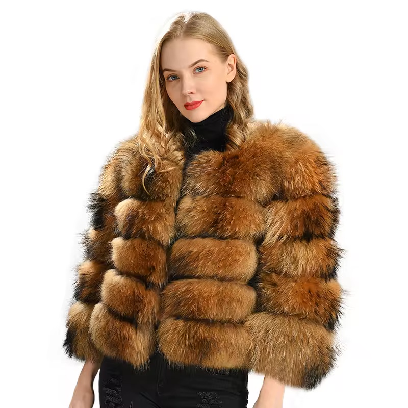2024 new Fashion Popular Ladies Winter Natural Raccoon Fur C...