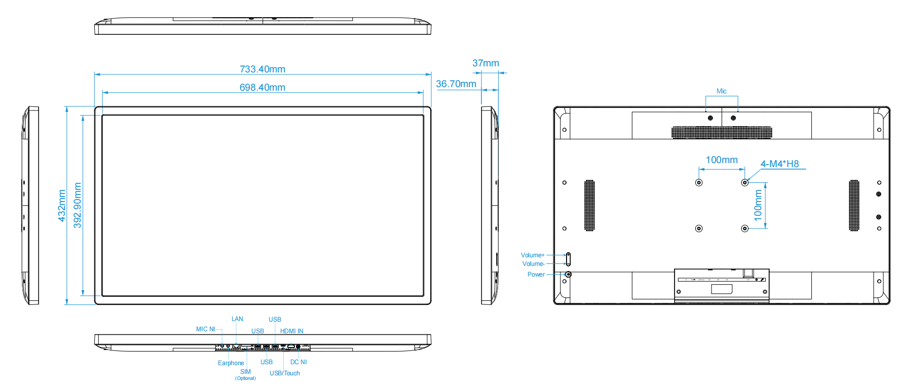 AT32SW Floor Stand Smart Android Screen 32 inch RK3399 RK358...