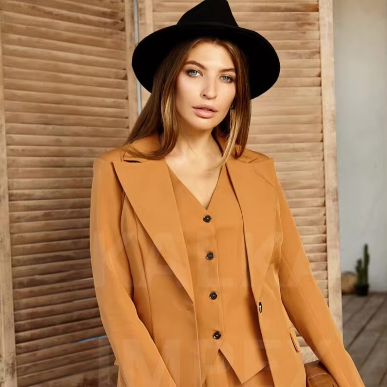 Classic Trendy Designer 3 Piece Suit Jacket For Women Brides...