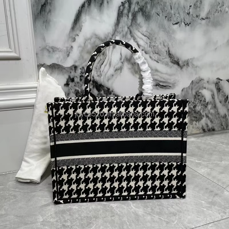 Fashion Canvas Tote Bag 2023 Large Capacity Embroidery Leopa...