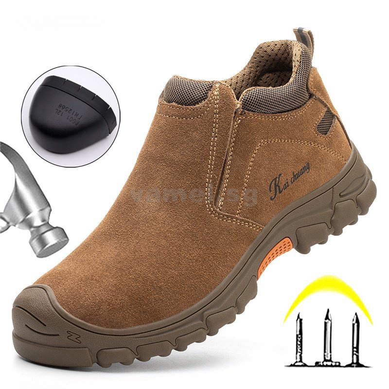 Grey Work Boots Safety Steel Toe Shoes Men Scald Proof Anti-...