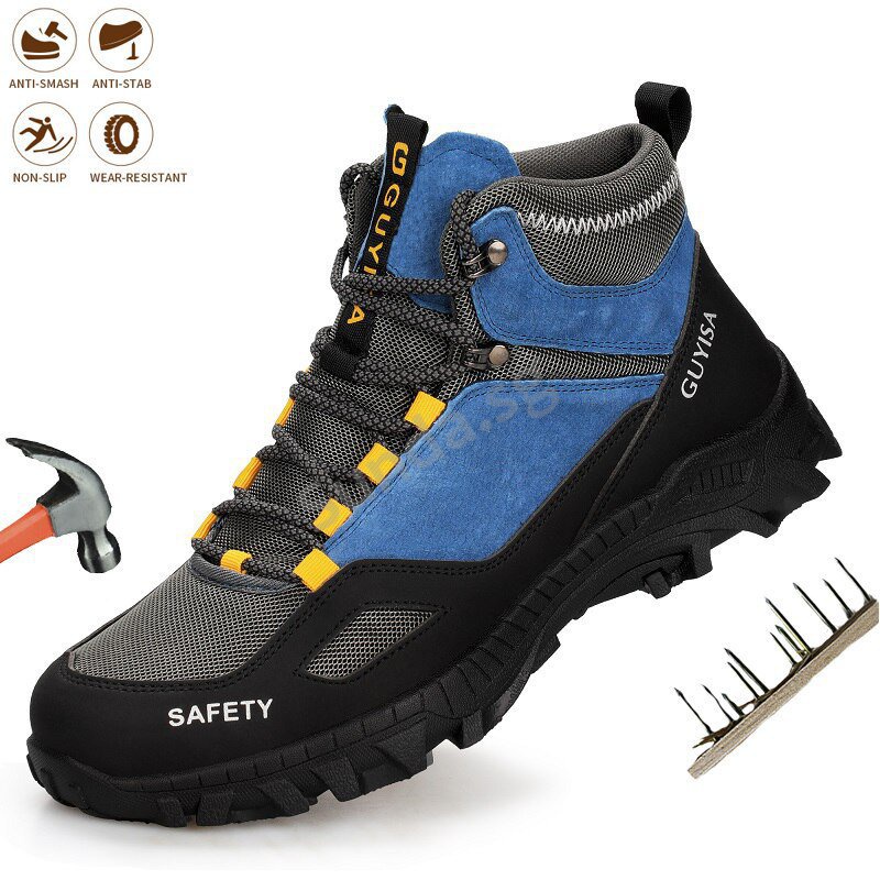 High Top Work Safety Shoes Men Indestructible Steel Toe Safe...