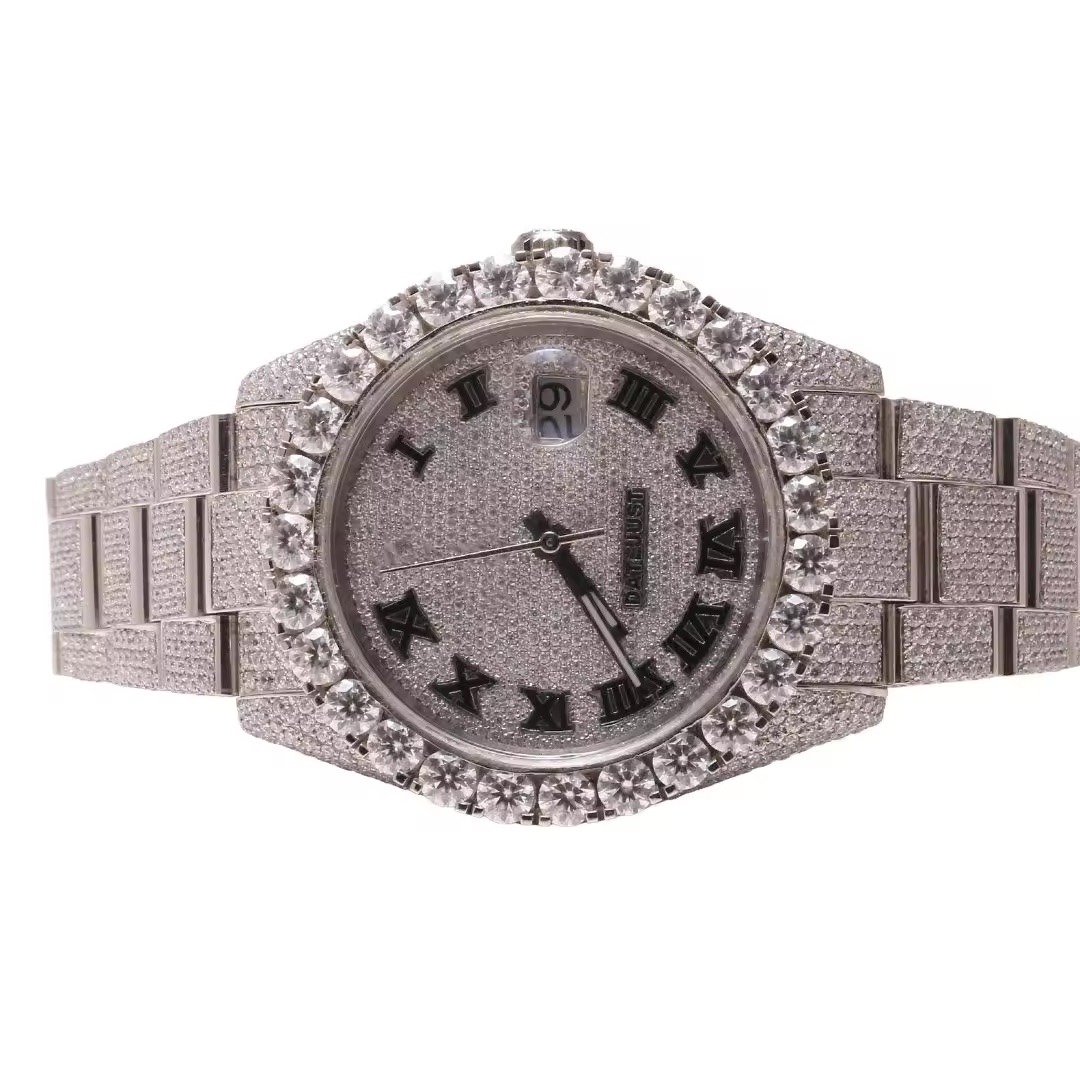 hip hop diamond watch round cut all size customize natural h...