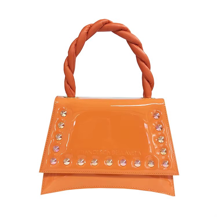 Italy 2022 Orange Cotton Lining Patent Leather Iridescent St...