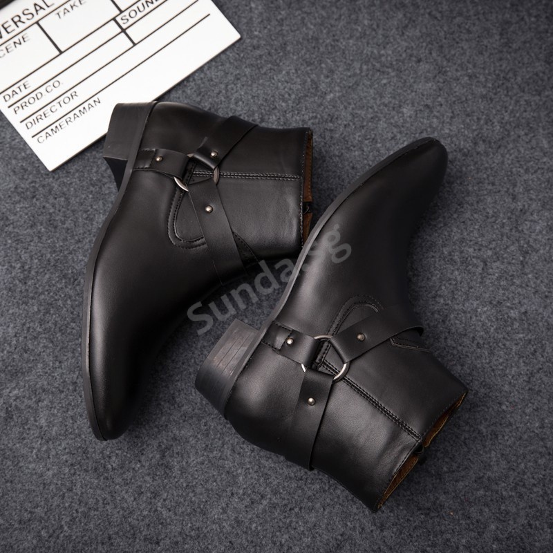 New Steampunk Men Riding Boots Buckle Shoes Vintage English ...