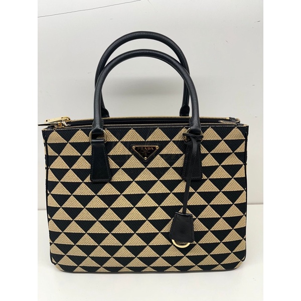 Prada medium galleria embroidered fabric bag