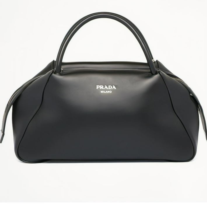 PRADA MEDIUM LEATHER SUPERNOVA HANDBAG-BLACK
