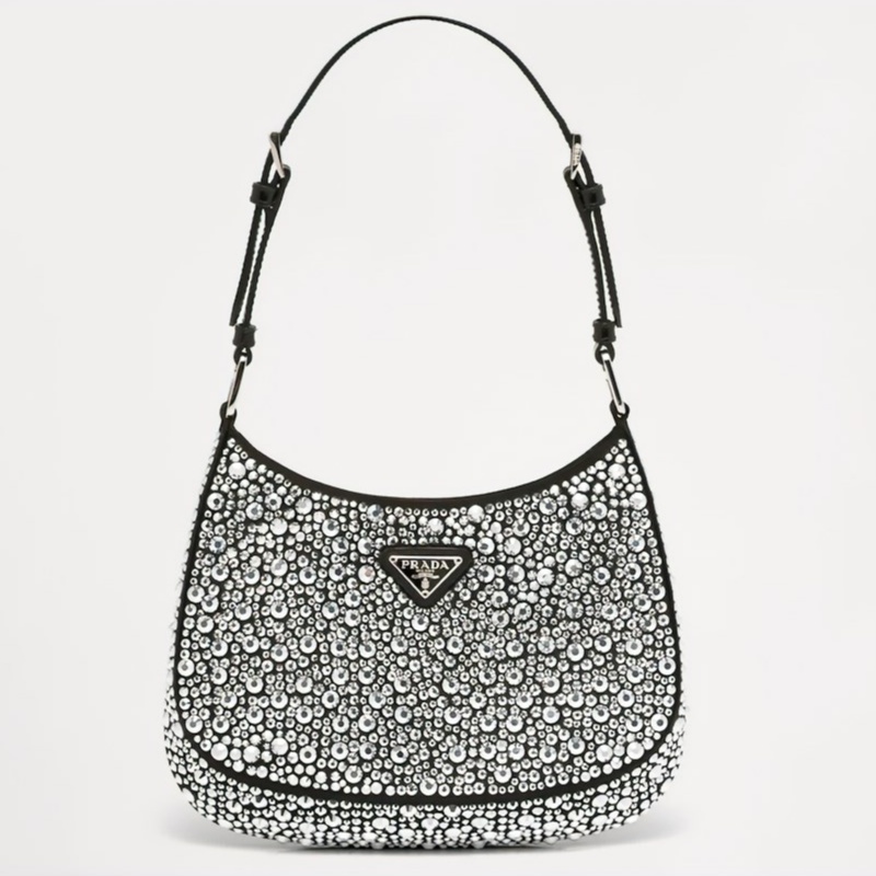 [PRE-ORDER] PRADA CLEO SATIN BAG WITH CRYSTALS-METAL