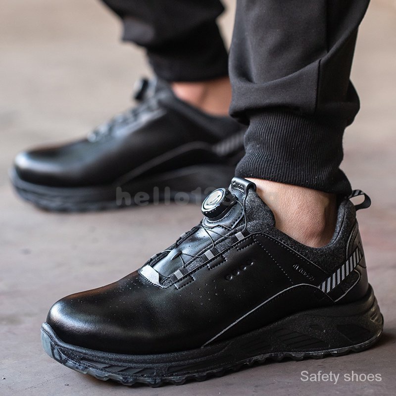 Rotated Button Men Safety Shoes Waterproof Leather Work Shoe...