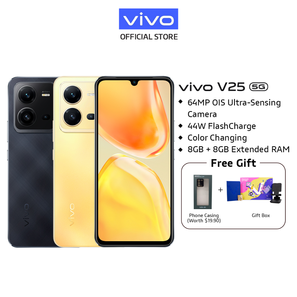 vivo V25 5G [8GB+8GB/256GB] 44W Flash Charger +4500mAh | 64M...
