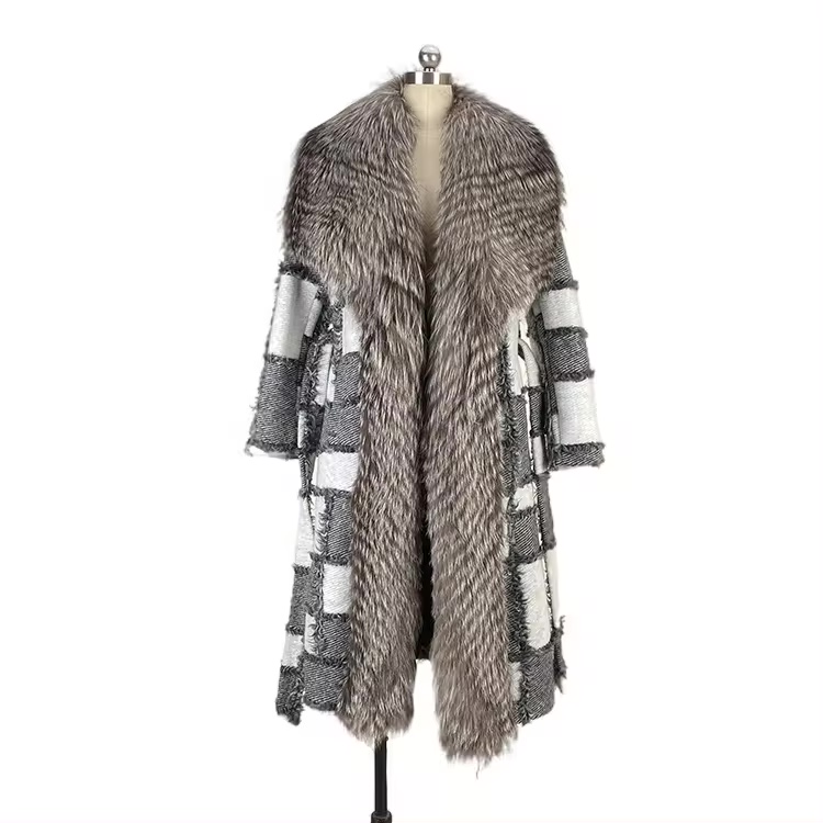 Women's Coat Fox Fur Long Coat Natural Colour Real Fur Long ...