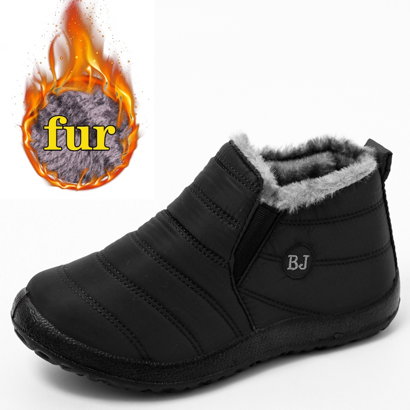 Women's snow boots Warm plush leather ankle boots Winter wom...